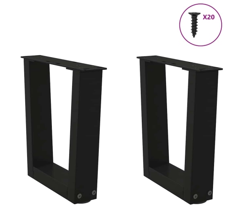 Patas para mesa de comedor forma V 2 uds negro 40x(30-31,3) cm