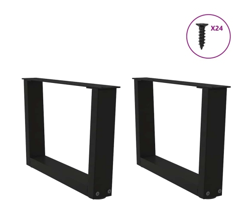 Patas para mesa de comedor forma V 2 uds negro 60x(30-31,3) cm