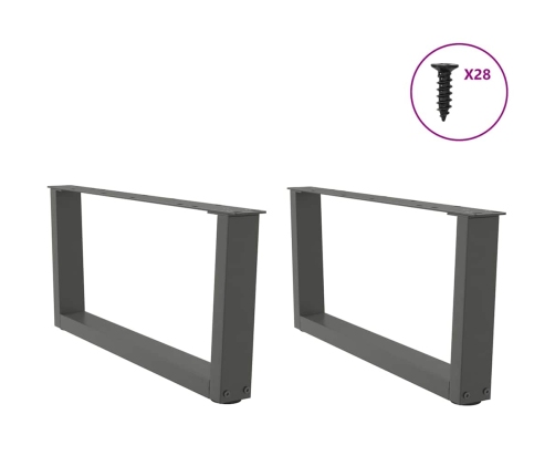 Patas para mesa comedor forma V 2 uds antracita 70x(30-31,3) cm