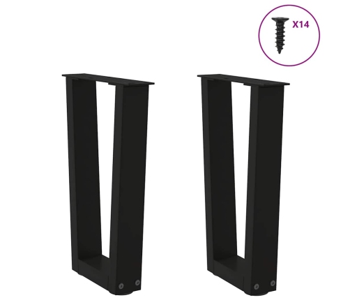 Patas para mesa de comedor en forma de V 2 uds acero negro