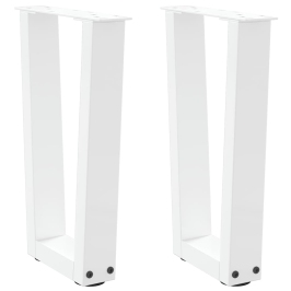 Patas para mesa de comedor en forma de V 2 uds blanco acero