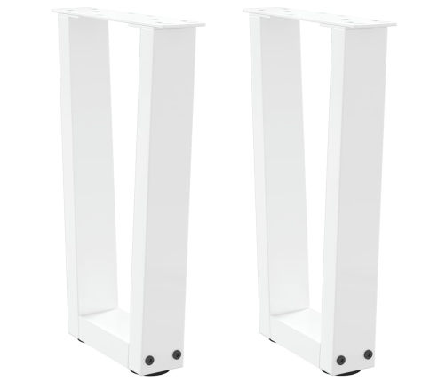 Patas para mesa de comedor en forma de V 2 uds blanco acero