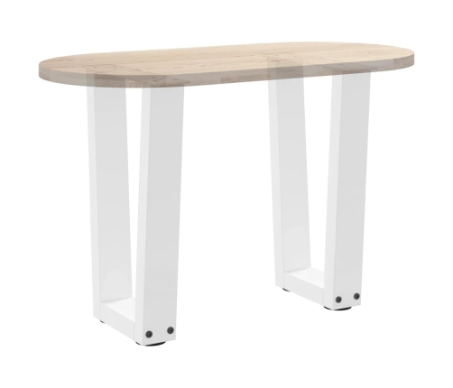 Patas para mesa de comedor en forma de V 2 uds blanco acero