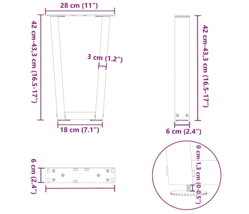 Patas para mesa de comedor en forma de V 2 uds blanco acero