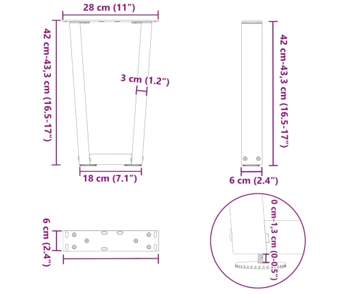 Patas mesa de comedor en forma de V 2 uds acero natural Acero