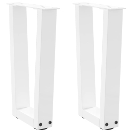 Patas para mesa de comedor en forma de V 2 uds blanco acero