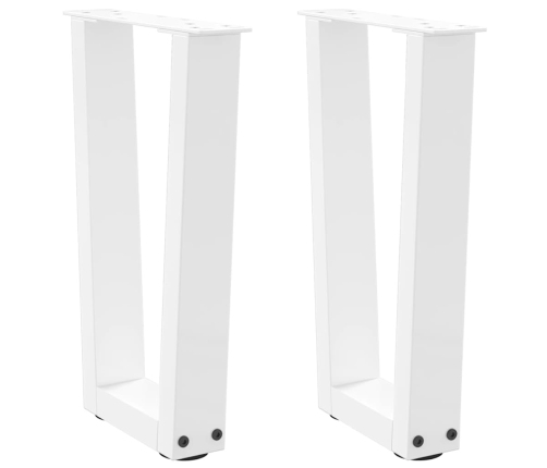 Patas para mesa de comedor en forma de V 2 uds blanco acero