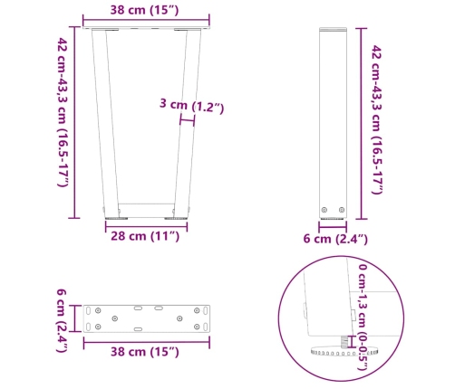 Patas para mesa de comedor en forma de V 2 uds blanco acero