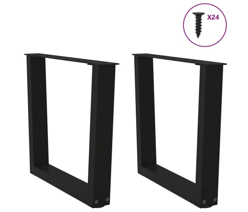 Patas para mesa de comedor forma V 2 uds negro 50x(42-43,3) cm