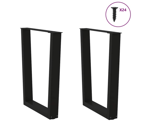 Patas para mesa de comedor forma V 2 uds negro 60x(72-73,3) cm