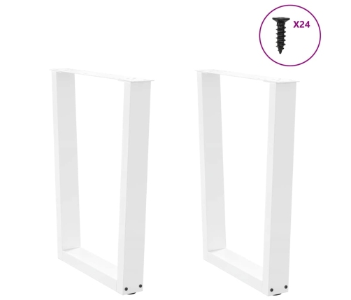 Patas para mesa de comedor en forma de V 2 uds acero blanco