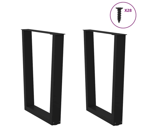 Patas para mesa de comedor forma V 2 uds negro 70x(72-73,3) cm