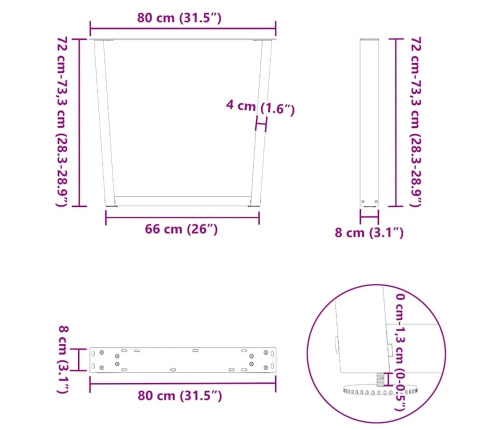 Patas para mesa de comedor en forma de V 2 uds acero negro