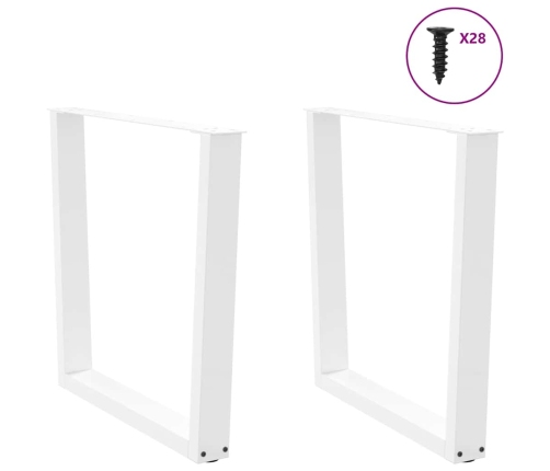 Patas para mesa de comedor en forma de V 2 uds blanco acero