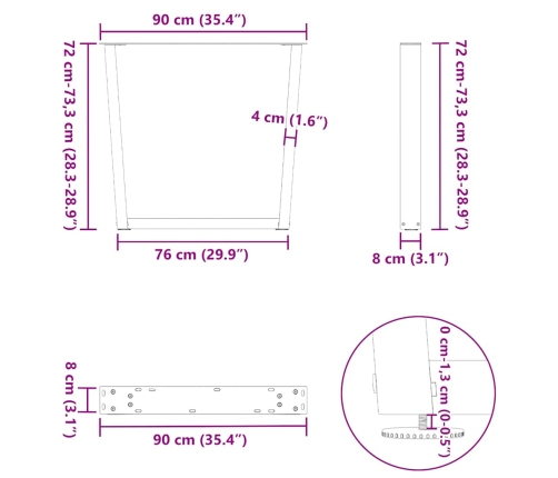 Patas para mesa de comedor en forma de V 2 uds acero negro