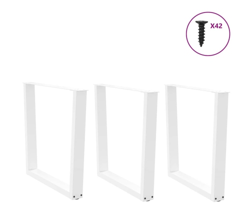 Patas para mesa de comedor en forma de V 3 uds acero blanco