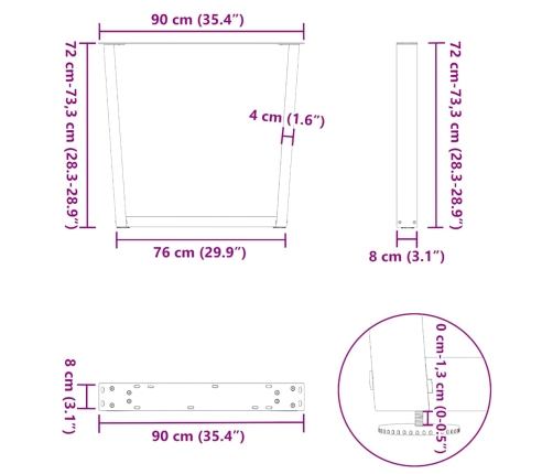 Patas para mesa de comedor en forma de V 3 uds acero negro