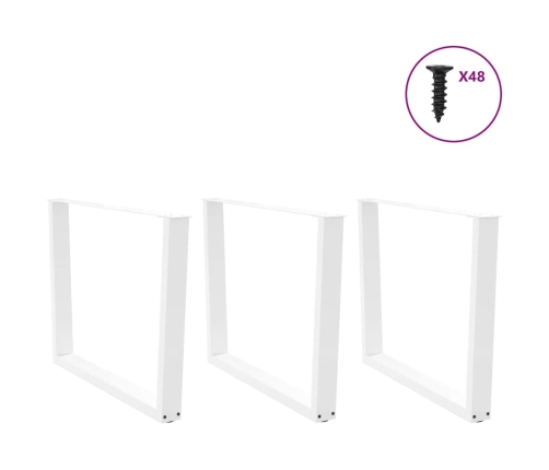 Patas mesa comedor forma V 3uds acero blanco 100x(72-73,3)cm