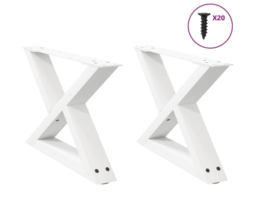 Patas para mesa de centro 2unidades acero blanco 50x(30-31,3)cm