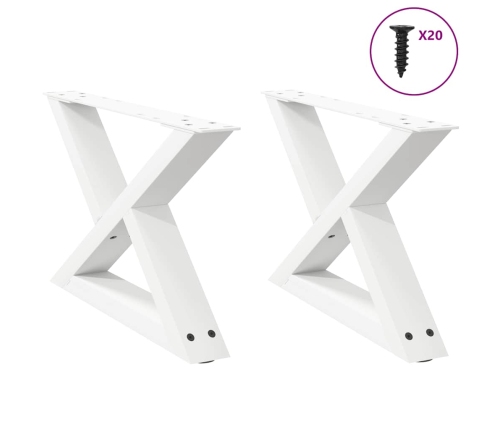 Patas para mesa de centro 2unidades acero blanco 60x(30-31,3)cm