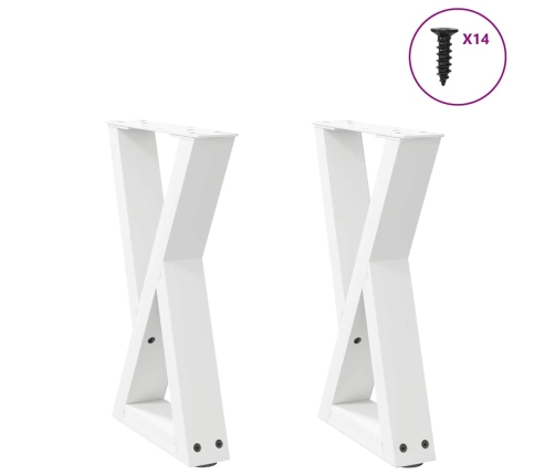 Patas de mesa de centro 2uds acero blanco 28x(42-43,3) cm