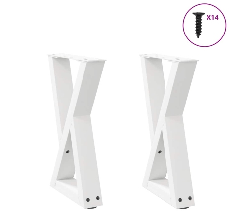 Patas de mesa de centro 2uds acero blanco 38x(42-43,3) cm