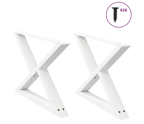 Patas para mesa de centro 2 uds acero blanco 70x(42-43,3) cm