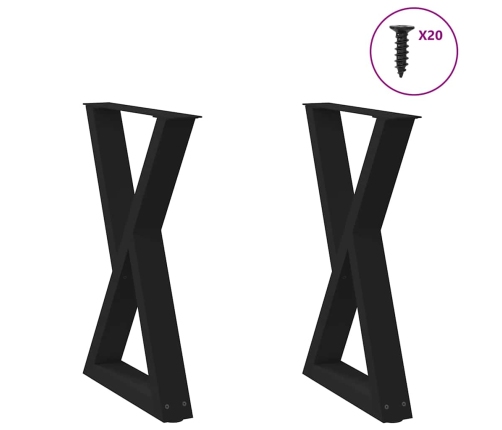 Patas para mesa de comedor 2 uds acero negro 50x(72-73,3) cm