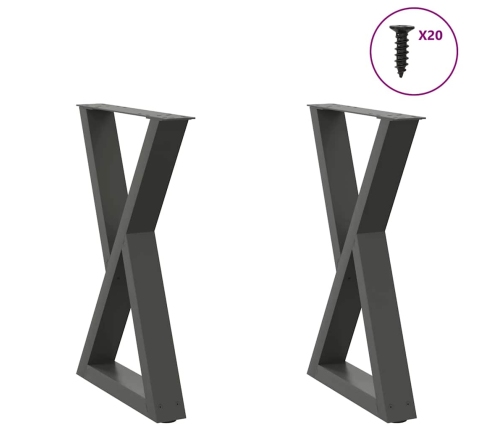 Patas de mesa de comedor 2 uds acero antracita 50x(72-73,3) cm