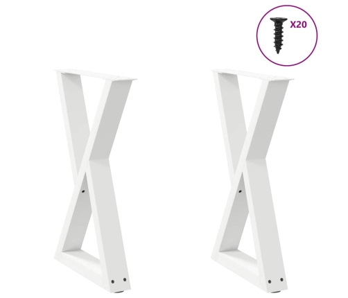 Patas de mesa de comedor 2 uds acero blanco 60x(72-73,3) cm