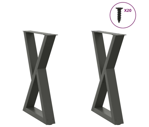 Patas de mesa de comedor 2 uds acero antracita 60x(72-73,3) cm