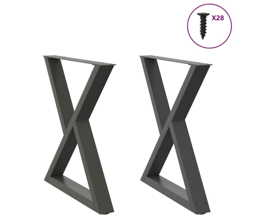 Patas para mesa de comedor 2 uds antracita acero 80x(72-73,3)cm