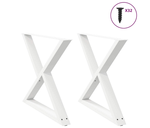 Patas para mesa de comedor 2 uds acero blanco 90x(72-73,3) cm