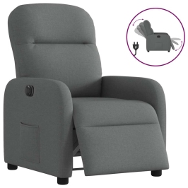 Sillón reclinable eléctrico de tela gris oscuro