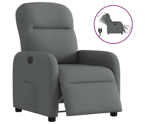 Sillón reclinable eléctrico de tela gris oscuro