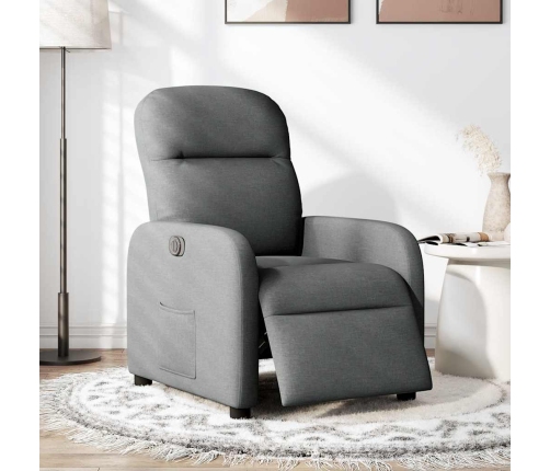 Sillón reclinable eléctrico de tela gris oscuro