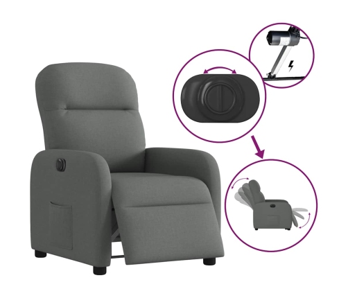 Sillón reclinable eléctrico de tela gris oscuro