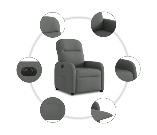 Sillón reclinable eléctrico de tela gris oscuro