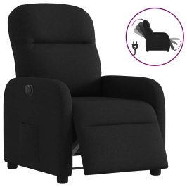 Sillón reclinable eléctrico de tela negro