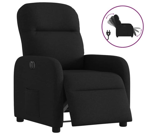 Sillón reclinable eléctrico de tela negro