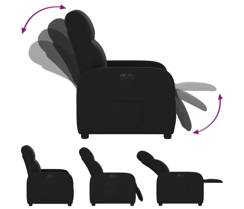 Sillón reclinable eléctrico de tela negro