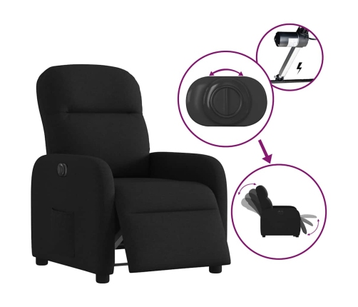 Sillón reclinable eléctrico de tela negro