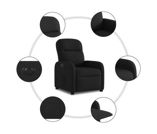 Sillón reclinable eléctrico de tela negro