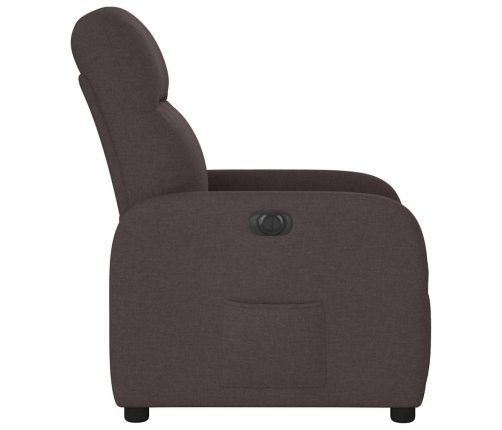 Sillón reclinable eléctrico tela marrón oscuro