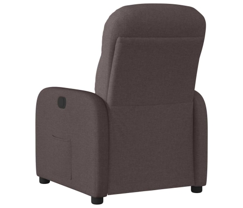 Sillón reclinable eléctrico tela marrón oscuro