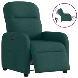 Sillón reclinable eléctrico tela verde oscuro