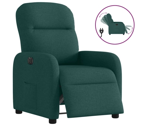 Sillón reclinable eléctrico tela verde oscuro