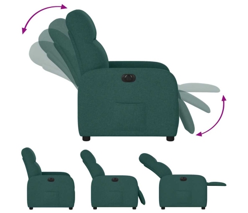 Sillón reclinable eléctrico tela verde oscuro