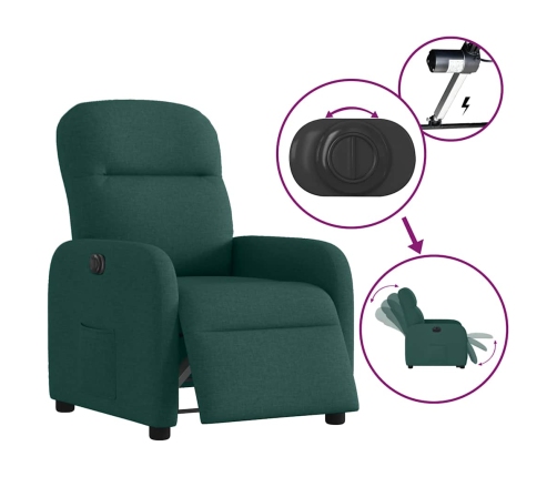 Sillón reclinable eléctrico tela verde oscuro