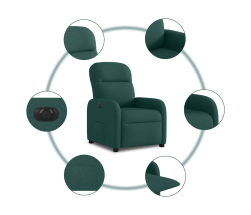 Sillón reclinable eléctrico tela verde oscuro